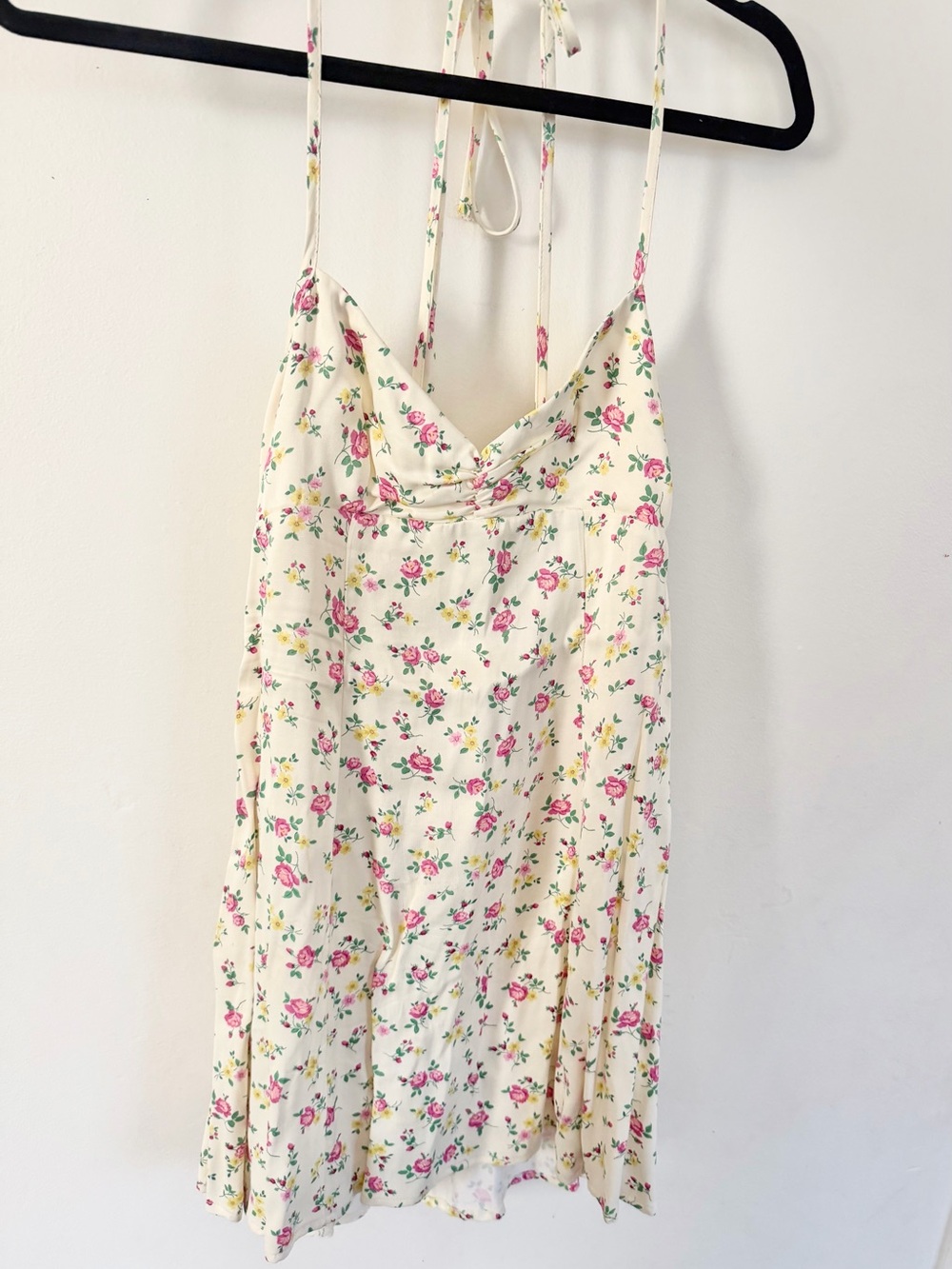 Zara Cream Dress with Pink & Yellow Floral Print